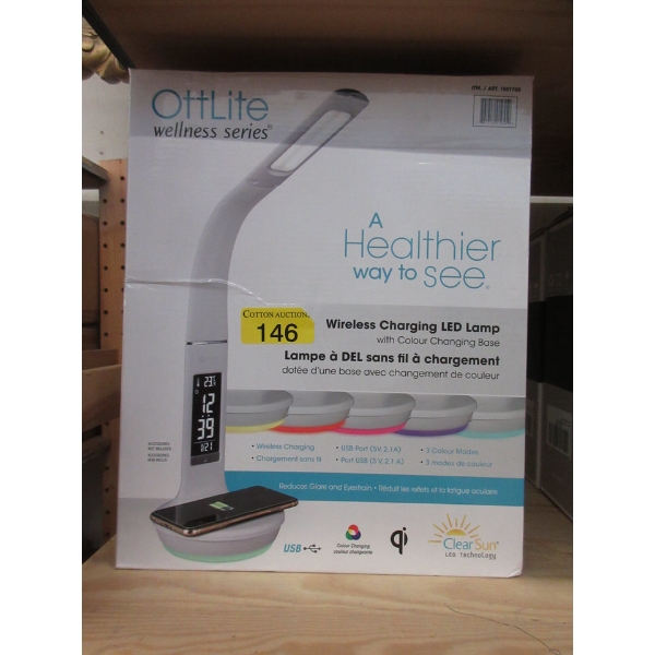 OttLite White LED Desk Lamp - Wireless Charging Base