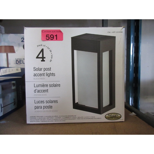 Pack of 4 Solar Post Accent Lights - Black Finish