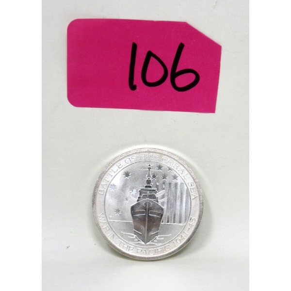 1/2 Oz .999 Silver 2015 Battle of Coral Sea Coin 