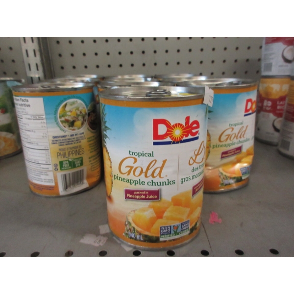 10 x 540 ml Dole Gold Pineapple Chunks - Dented Tins