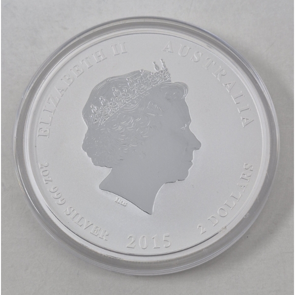 2 Oz .999 Silver 2015 Year of Goat Coin Perth Mint