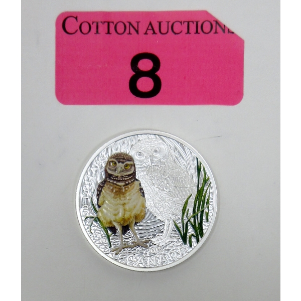 1 Oz .9999 Silver 2015 Burrowing Owl Colorized Coin 