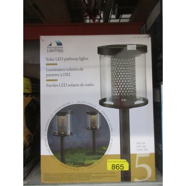 Pack of 5 Solar LED Pathway Lights - Black Finish