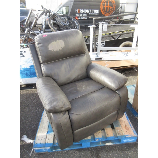 Grey Faux Leather Power Recliner