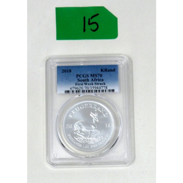 Certified 1 Oz .999 Silver 2018 First Week Struck Krugerrand Coin 