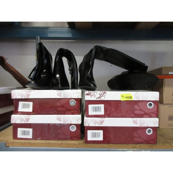 4 New Pairs of Ladies Tall Black Boots in Boxes