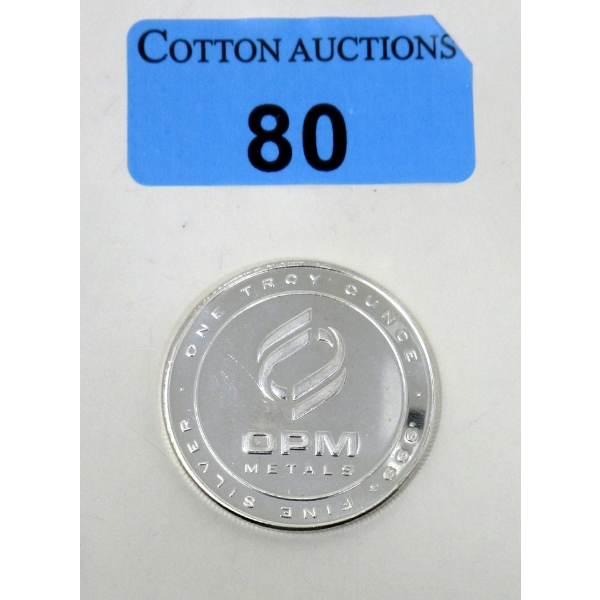 1 Oz .999+ Silver OPM Precious Metals Round 