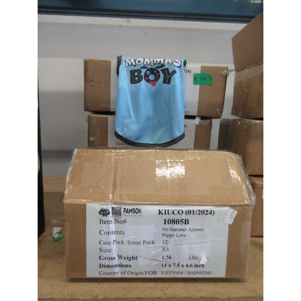 4 Cases of 12 New Puppy Love Tank Tops for Dogs