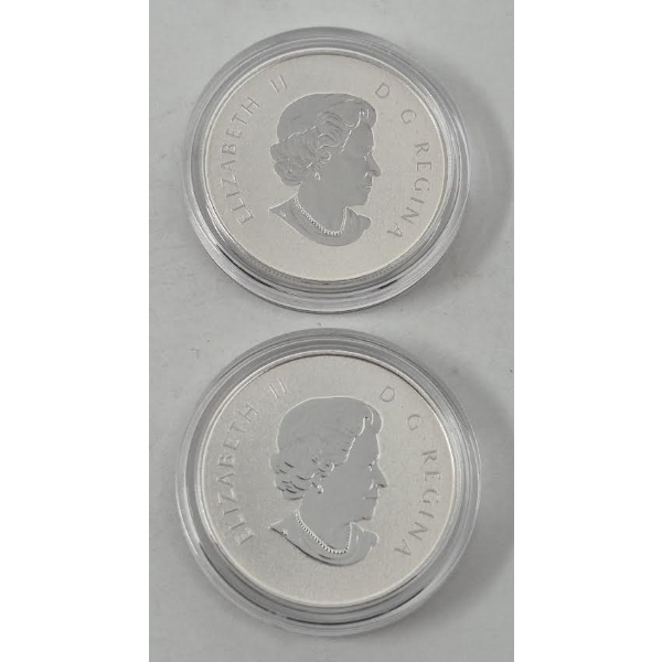 2 x 1/2 Oz .9999 Silver Canada Maple Leaves Coins