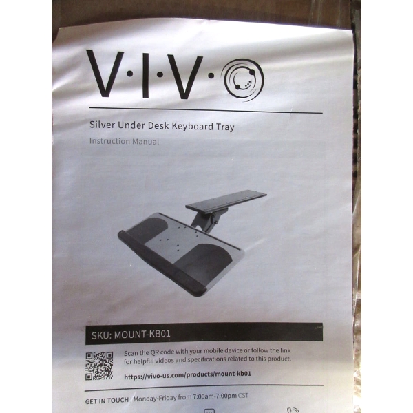 Vivo Silver Under Desk Keyboard Tray