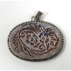 Image 2 : Large .925 Silver Carved Agate Pendant by Barse