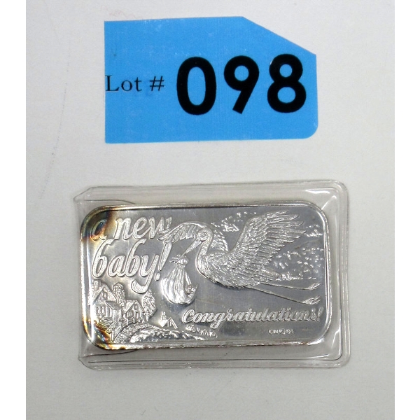 1 Oz .999+ Silver Art Bar 
