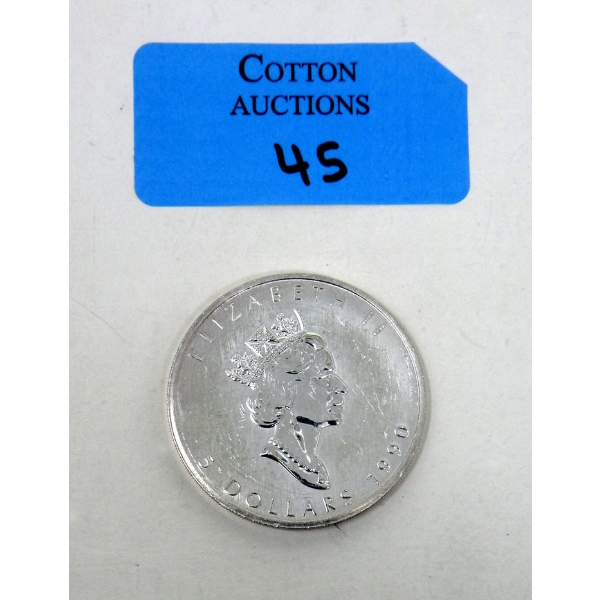 1 Oz .9999 Silver 1990 Canada Maple Leaf Coin 