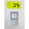 Image 1 : 1 Oz .999 Silver TD Bank Investor Bar 