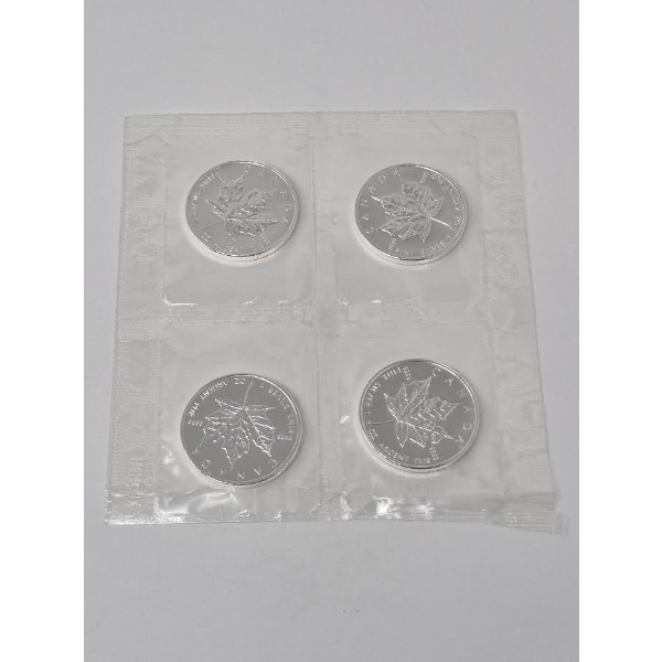 4 x 1 Oz .9999 Silver Canada Maple Leaf Coins