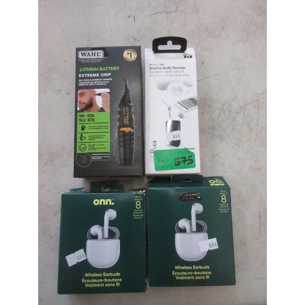 Ear Hair Trimmer, 2 Onn Wireless Earbuds & 1 Receiver