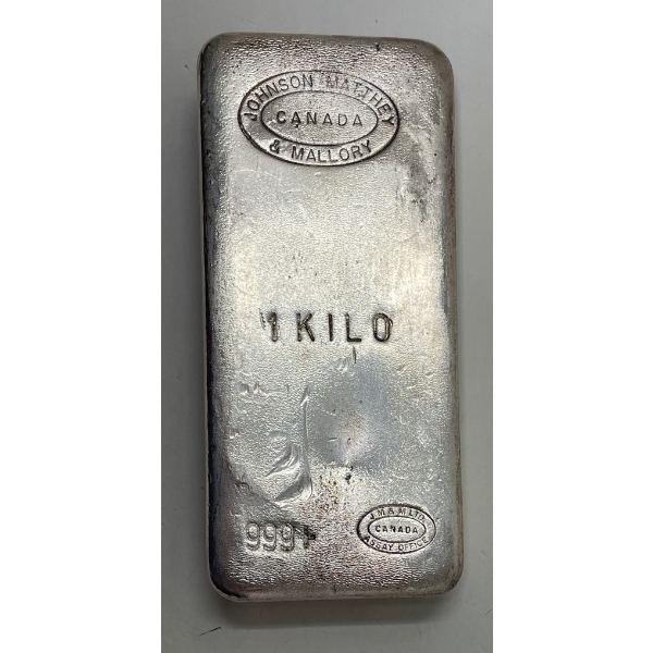 Ultra Rare 1 KILO .999+ Silver Johnson Matthey & Mallory Bar