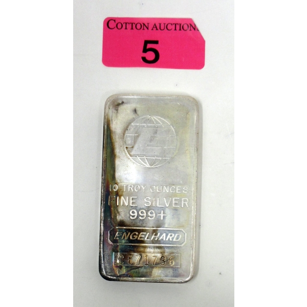 10 Oz .999+ Silver Large 'E' Engelhard Bar 