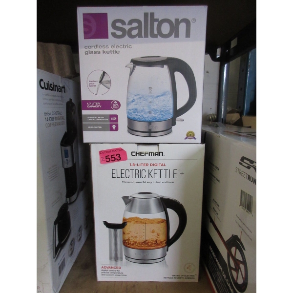 1 Chefman 1.8 L & 1 Salton 1.7 L Electric Kettle