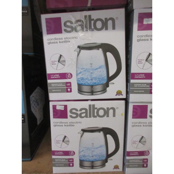 2 Salton 1.7 L Glass Cordless Electric Kettles