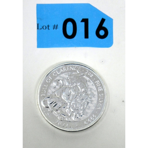 2 Oz .9999 Silver 2023 Bull of Clarence Coin 