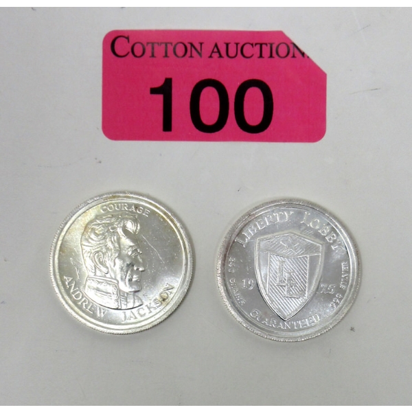2 x 1/2 Oz .999 Silver 1975 Andrew Jackson Rounds 