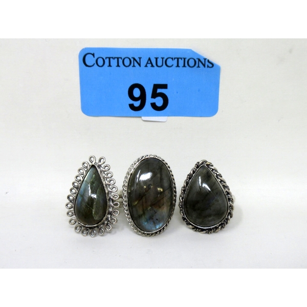 3 Labradorite Rings 