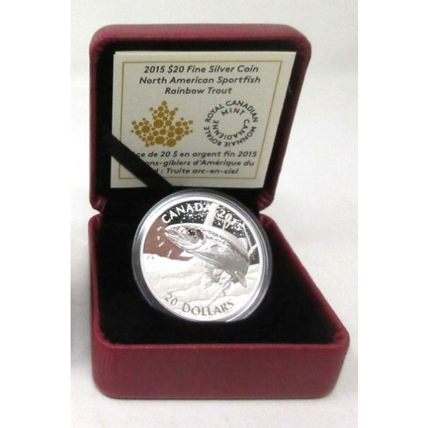 2015 .9999 Silver 1 Oz Rainbow Trout Coin 