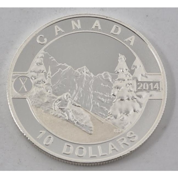 1/2 Oz .9999 Silver 2014 Canada Skiing Coin 