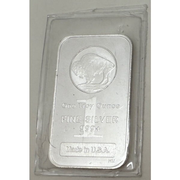 1 Oz .999+ Silver USA Buffalo Art Bar 