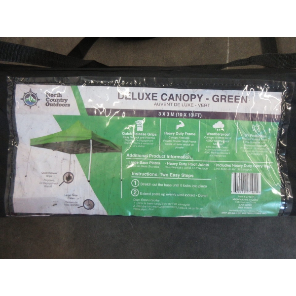 New Deluxe Green 10' x 10' Canopy - White Frame