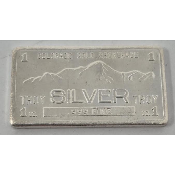 1 Oz .999 Silver Colorado Gold Brokerage Bar 