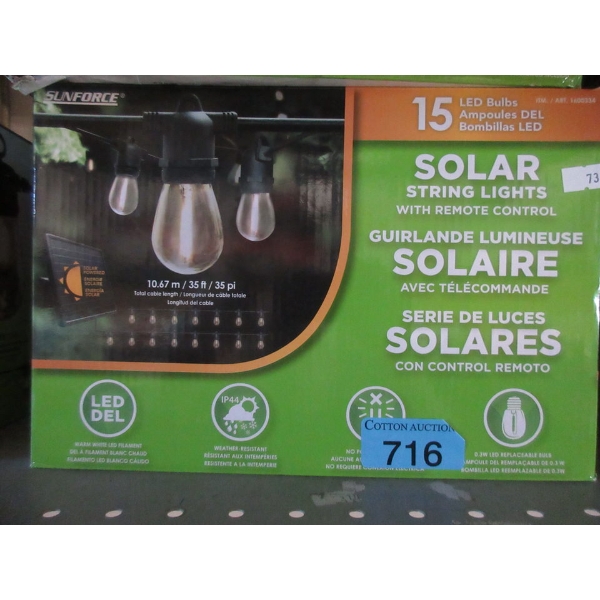 Sunforce 15 Bulb Solar String Light with Remote