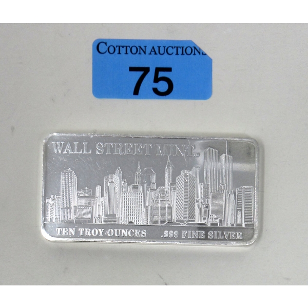 10 Oz .999 Silver Wall Street Twin Tower Bar 