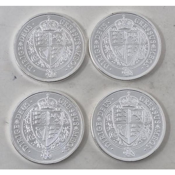 4 x 1.25 Oz .999 Silver Spade Guinea Shield Coins
