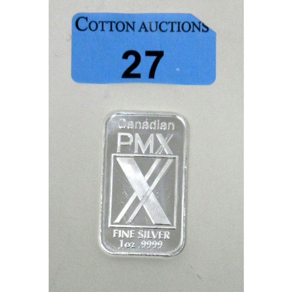 1 Oz .9999 Silver Canadian PMX Bar 