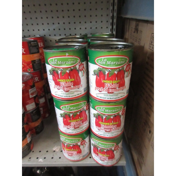 24 Dented Cans of Whole Peeled Tomatoes