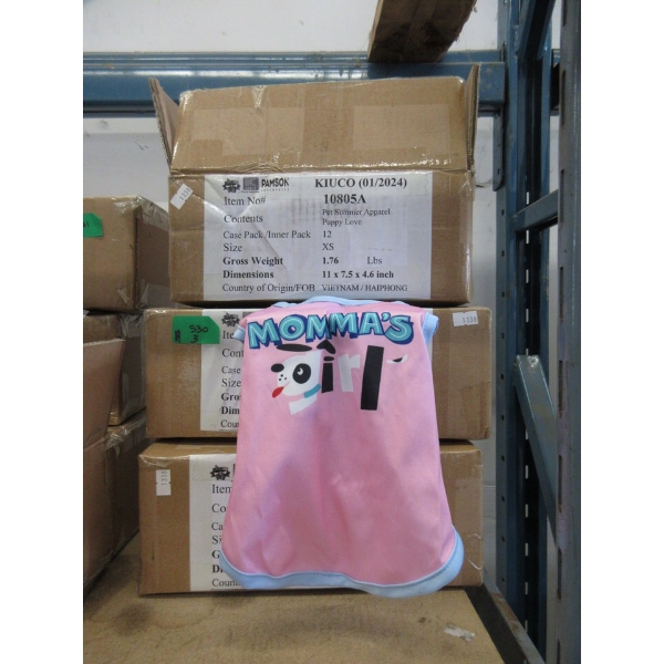 3 Cases of 12 New Puppy Love Tank Tops for Dogs