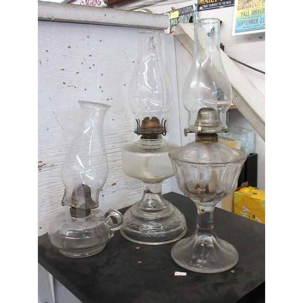 3 Vintage Glass Kerosene Lanterns 
