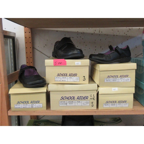 5 New Pairs of  Children's Black Shoes in Boxes