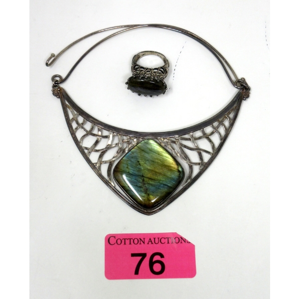 Sajen Sterling Silver Labradorite Ring & Necklace