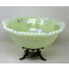 Image 2 : Fenton Green Opalescent Vaseline Glass Punch Bowl Set 