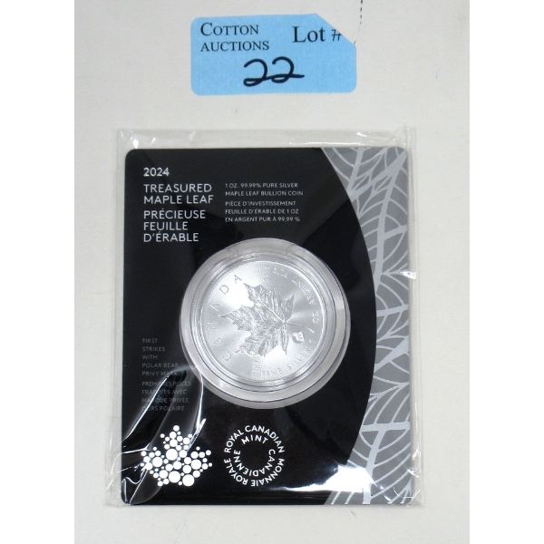 First Strike 1 Oz .9999 Silver 2024 Treasured Maple Leaf Coin 