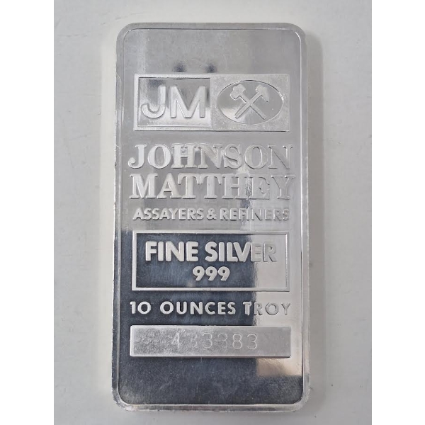 10 Oz .999 Silver Johnson Matthey Bar