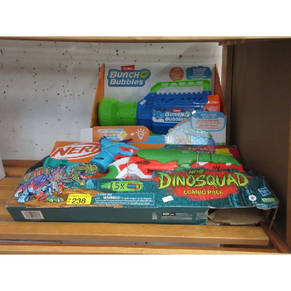Bunch O Bubbles Gun & NERF Dinosaur Twin Pack