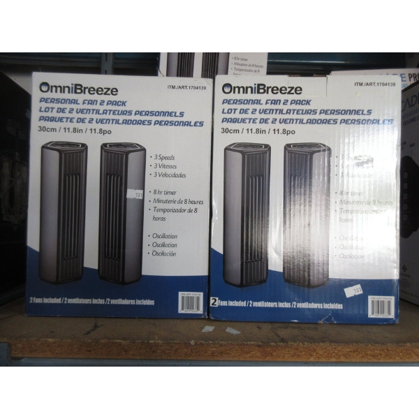 2 Twin Packs of Omni Breeze Desk Top Fans