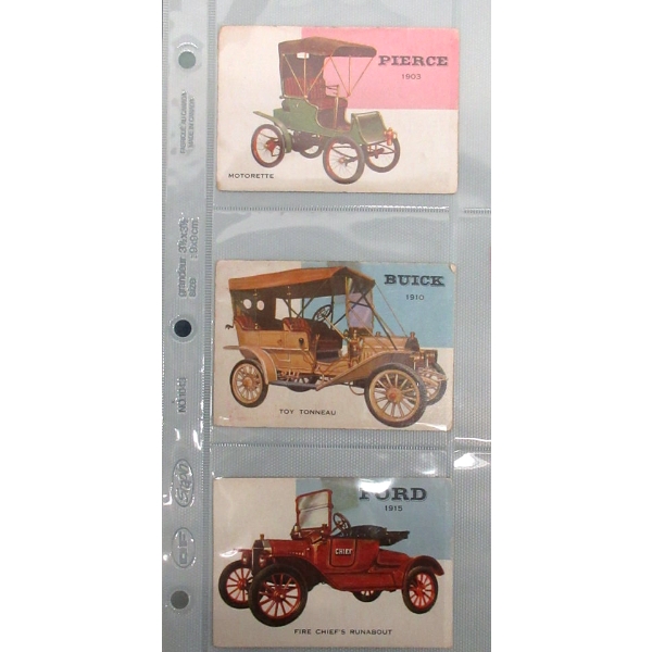 Three 1954 Topps "World on Wheels" Automobile Trading Cards