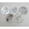 Image 2 : 5 x 1 Oz .9999 Silver 2011 Canada Maple Leaf Coins
