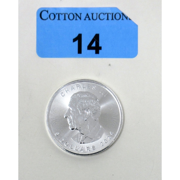 1 Oz .9999 Silver 2024 Canada Maple Leaf Coin 