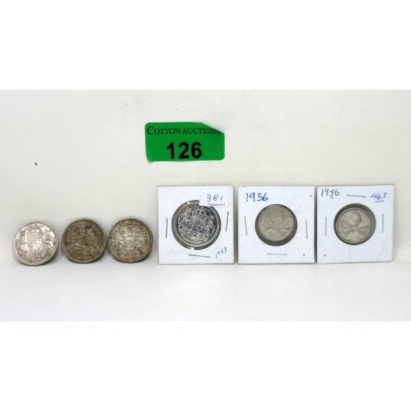 6 Vintage Canadian 80% Silver 25¢ and 50¢ Coins